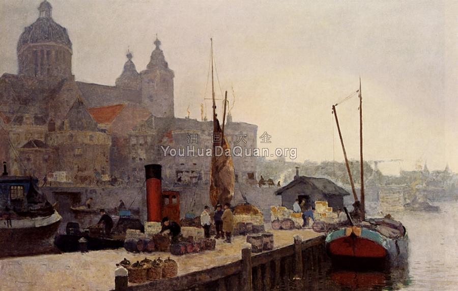 A View Of Amsterdam With The St Nicolaas Church - 科内利斯·维里登伯格